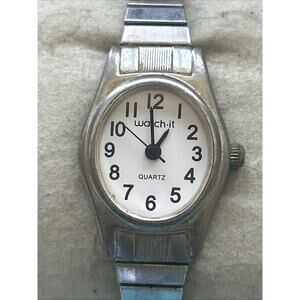 Watch-It Silver Tone Stretch Band Women’s Quartz Watch